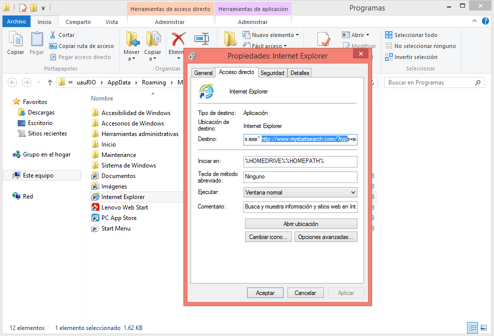 eliminar mystartsearch explorer 5